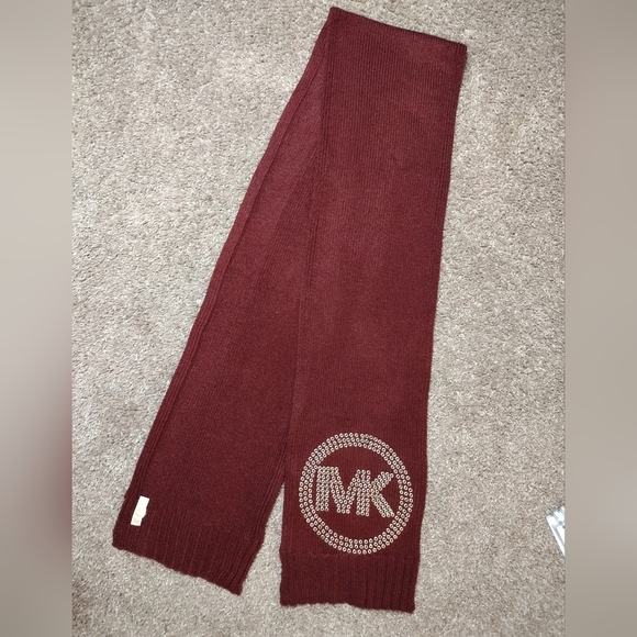 Michael Kors Burgundy Studded Knit Scarf - Picture 4 of 7